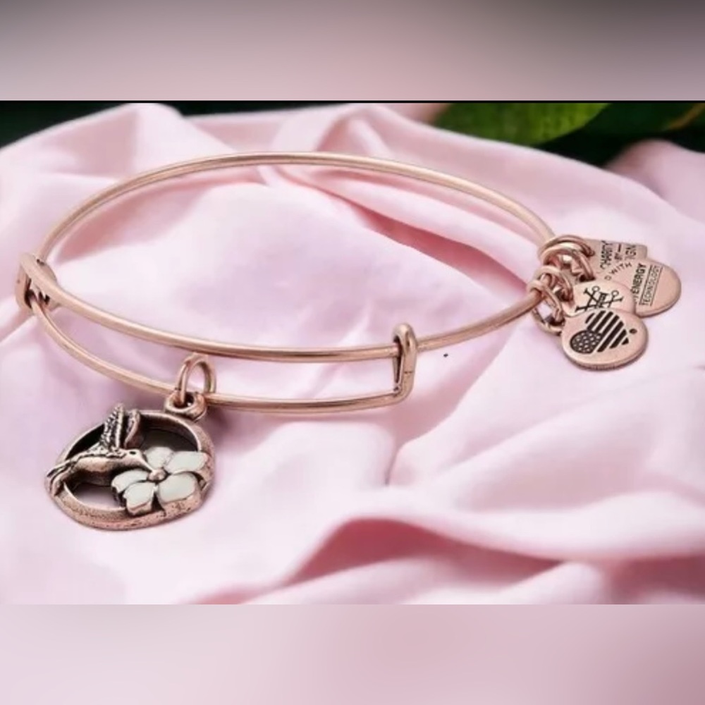 Alex and Ani Rafaelian Rose Gold "HUMMINGBIRD" Balance Expandable Wire Bracelet